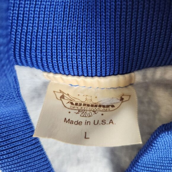 Vintage Satin Bomber Jacket Large Lined Blue Blank Snap Button Front 90s USA - Picture 8 of 11